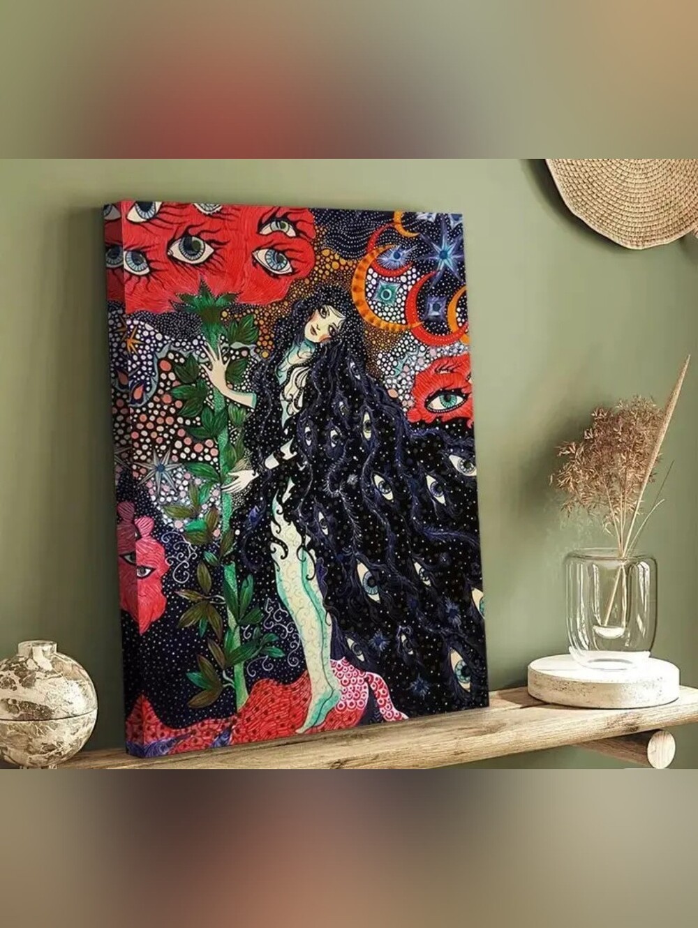 Mystical Woman Gallery Wrapped Print - Black & Red